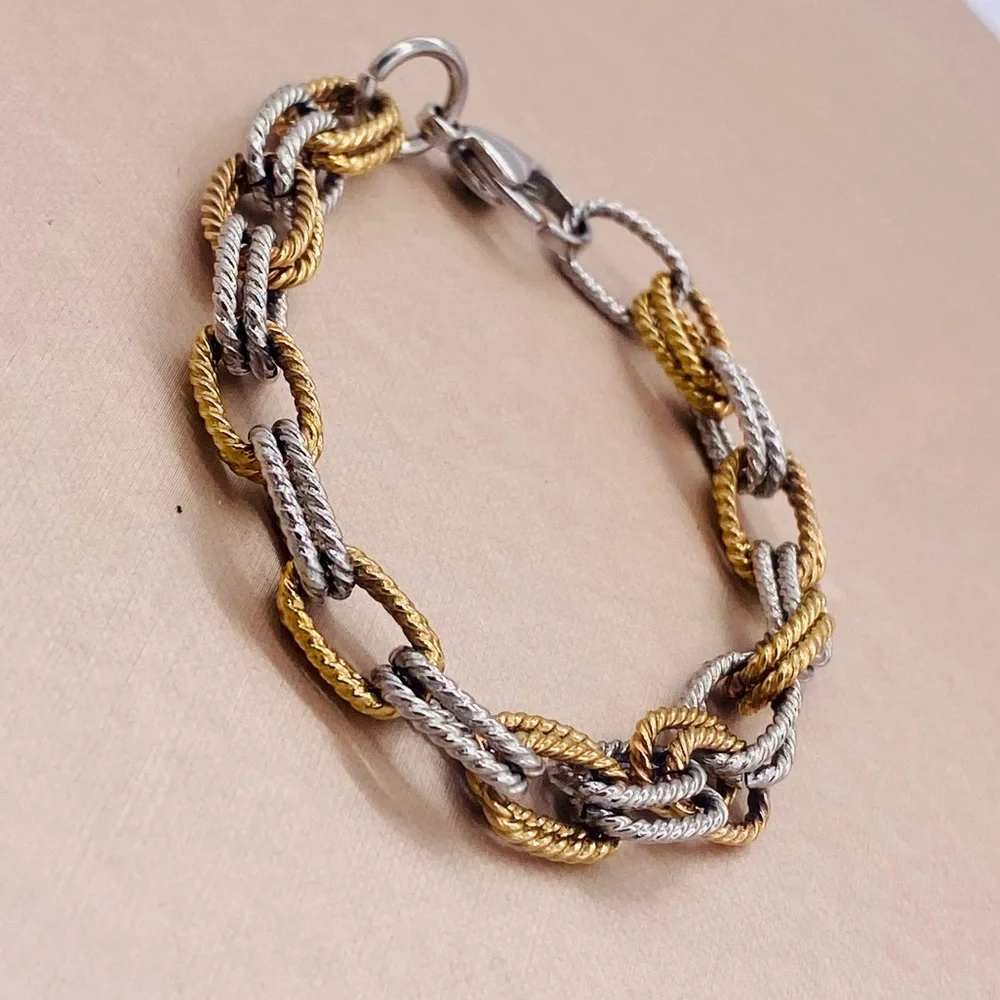 EUC Silver & Gold Plated Double Link Bracelet